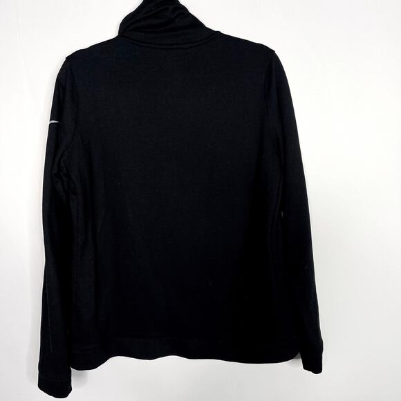 Nike Womens Large L Black Funnel Neck Pullover Sweatshirt Logo Banded Bottom - Picture 2 of 9